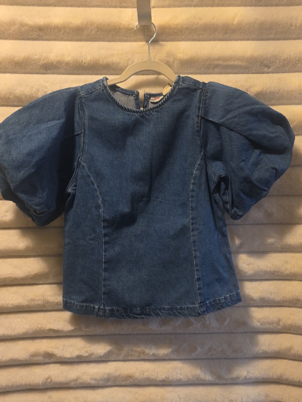 ZAIDA SCULPTURAL BLOUSE Levis Women's Puff Sleeve Denim Top - Blue Size XS